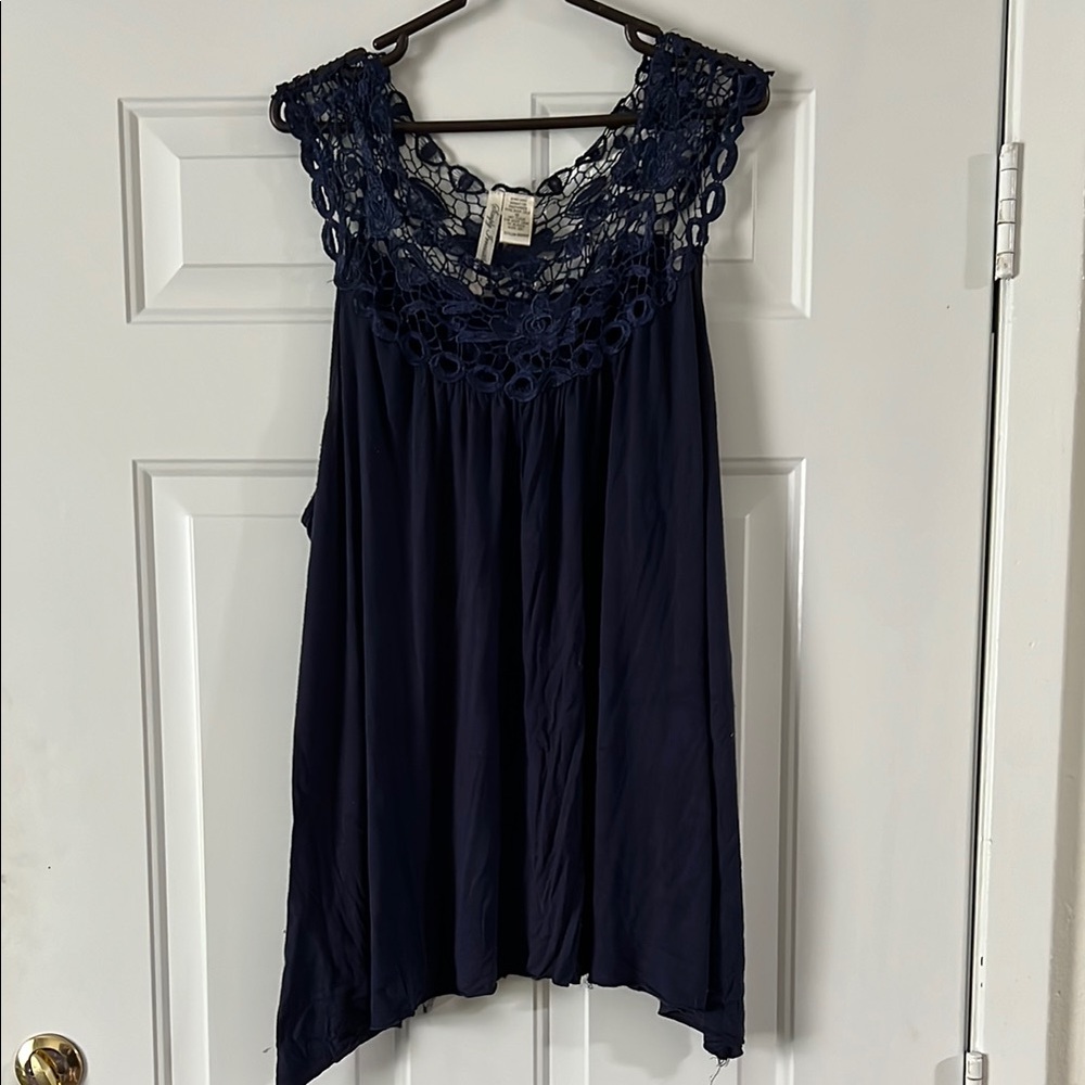 Simply Irresistible Blue Asymmetrical Embellished Blouse